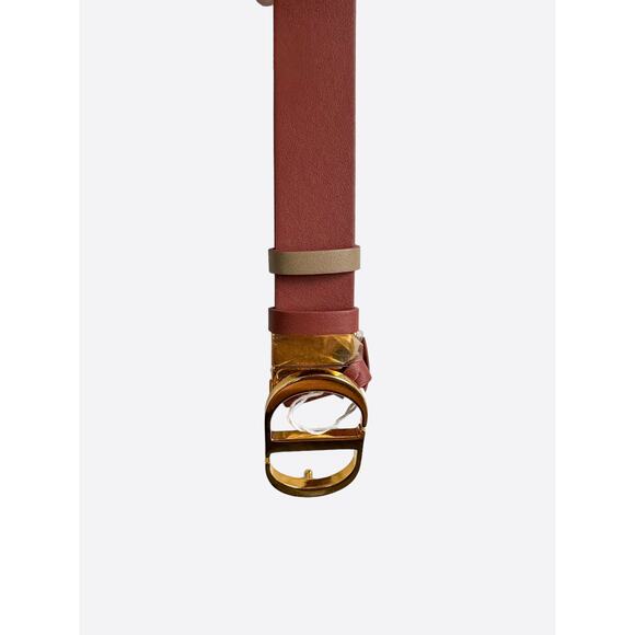Dior Taupe & Rust Reversible Gold Buckle Belt - Picture 3 of 7
